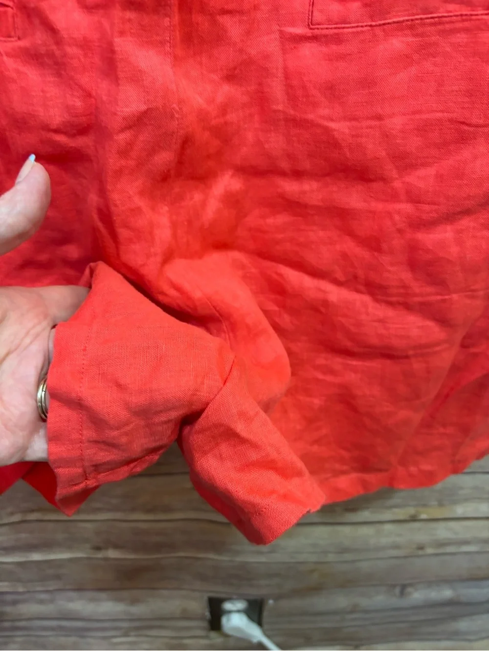 Banana Republic Coral Red Premium Linen Romper Size Large